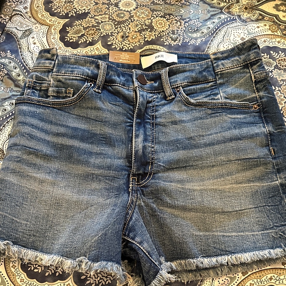 Buckle Blue Frayed Jean Shorts
